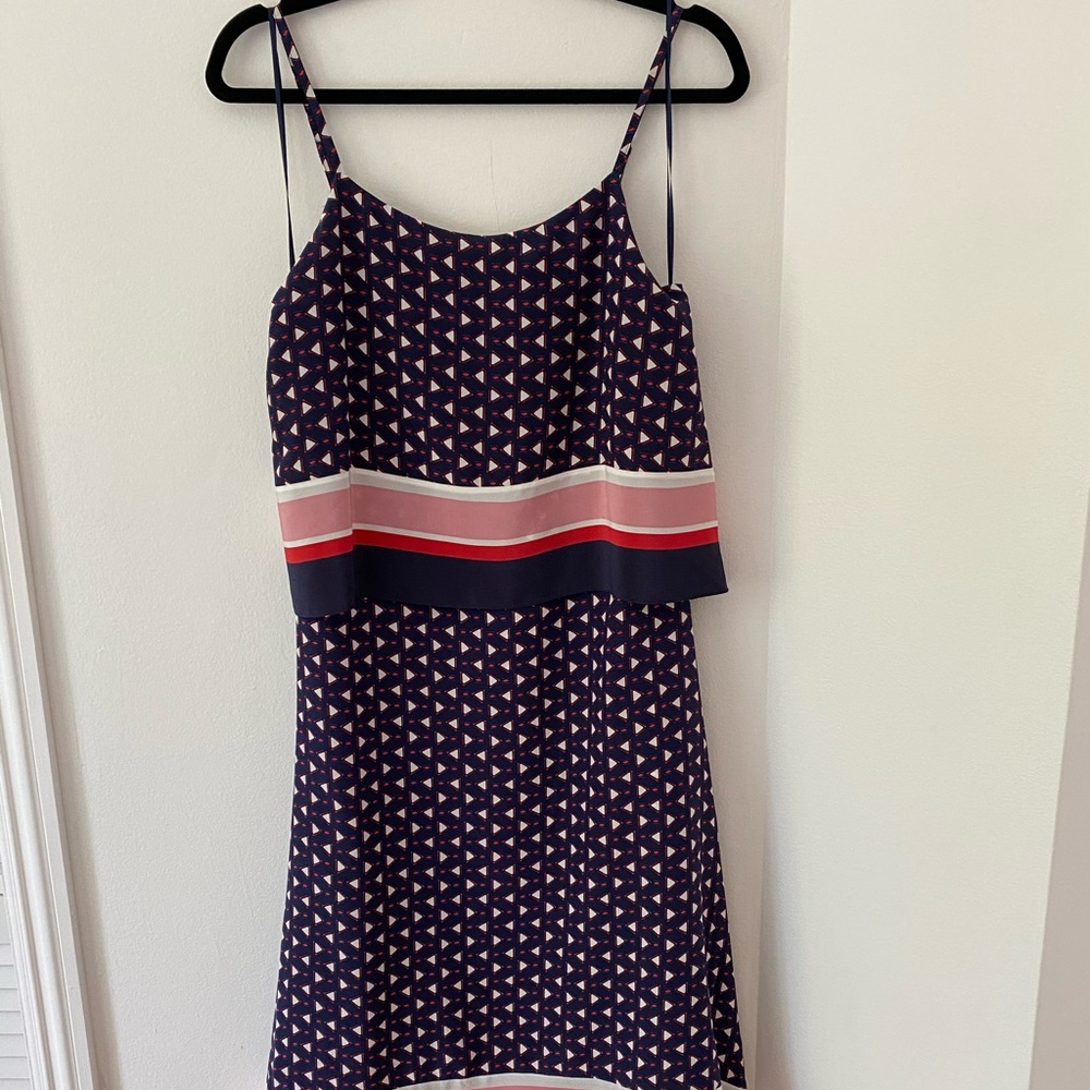 Joie Silk Navy Handkerchief Hem Dress S